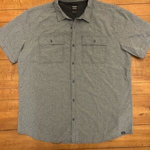 Prana Men's Lost Sol, Charcoal Button Down UPF, Short Sleeve Shirt - XXl